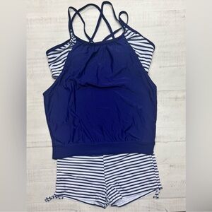 Tankini Tummy Control Bathing Suits Blouson Swim Tank Top with Boy Shorts